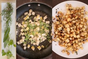 Crutones de pan con hierbas