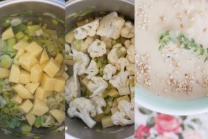 Crema de coliflor con puerro y manzana