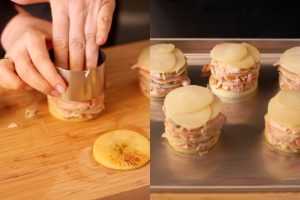 Milhojas de salmón y patata